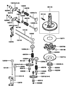 Kawasaki Fh430v-Cs26 Valve And Camshaft Diagram and Parts List for H1536 55AI4HPR050-WAM Cub Cadet Lawn Mower